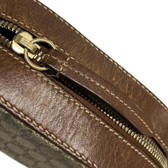 Auth GUCCI GG Plus/GG Supreme 409535 Dark Brown Beige PVC Leather Shoulder Bag - Picture 12 of 16